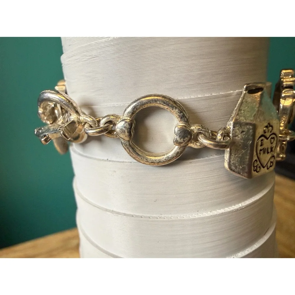 Cookie Lee Charm Bracelet Womens 6.5 Silver Cat Mom Tuna Breath Photo Frame Y2K